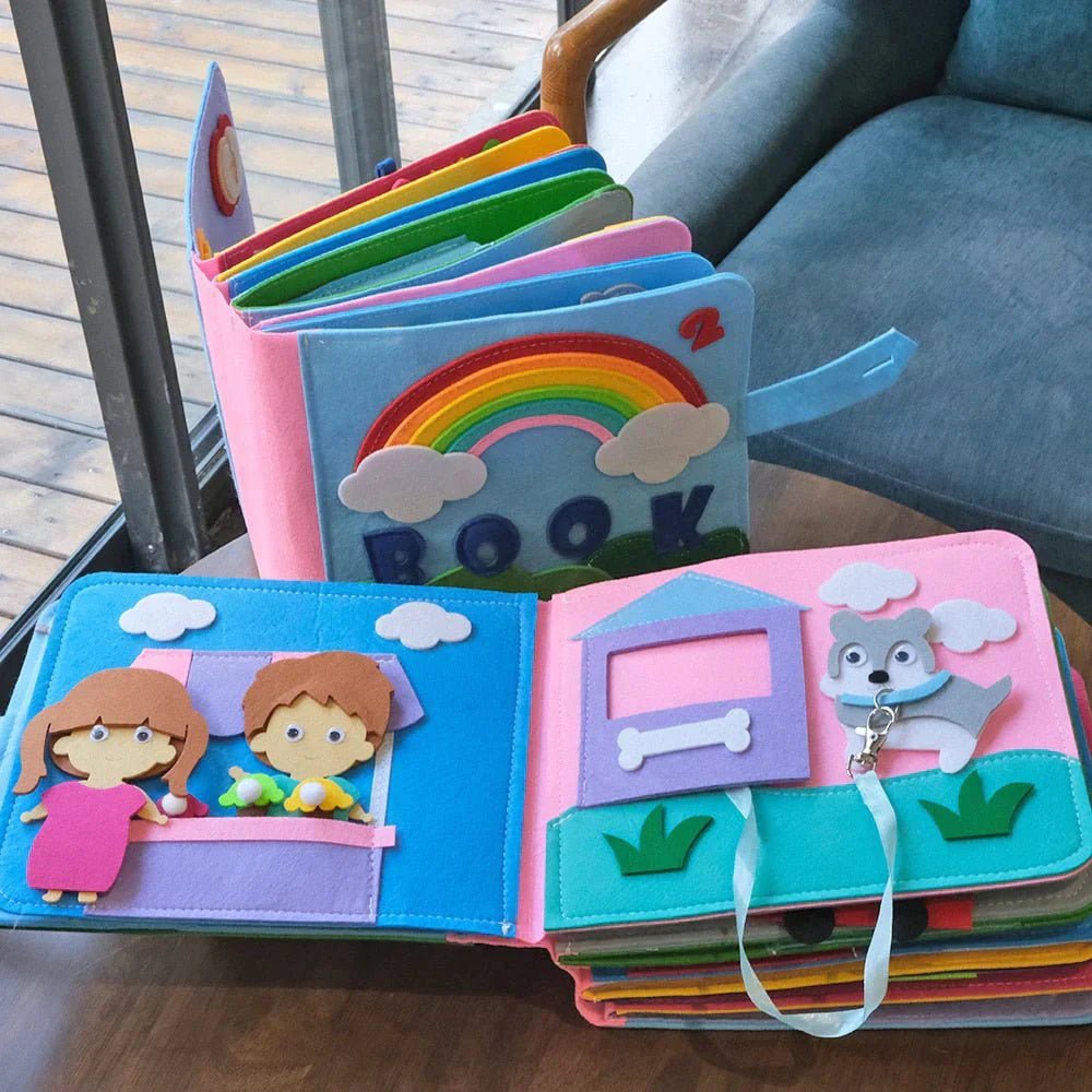 Quiet Book for Toddlers – 3D Felt Sensory Pages with Velcro Activities - Babies Mall
