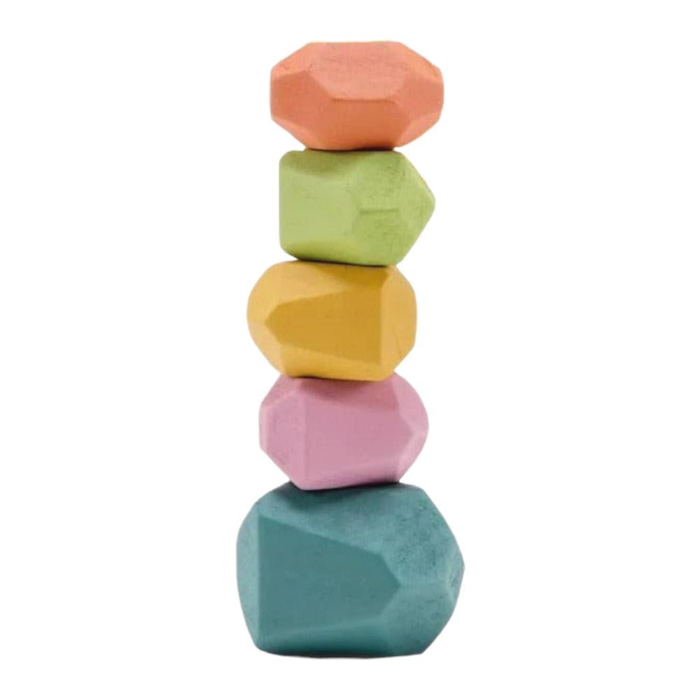 Rainbow Stacking Wooden Stones - Montessori Balance Blocks - Babies Mall