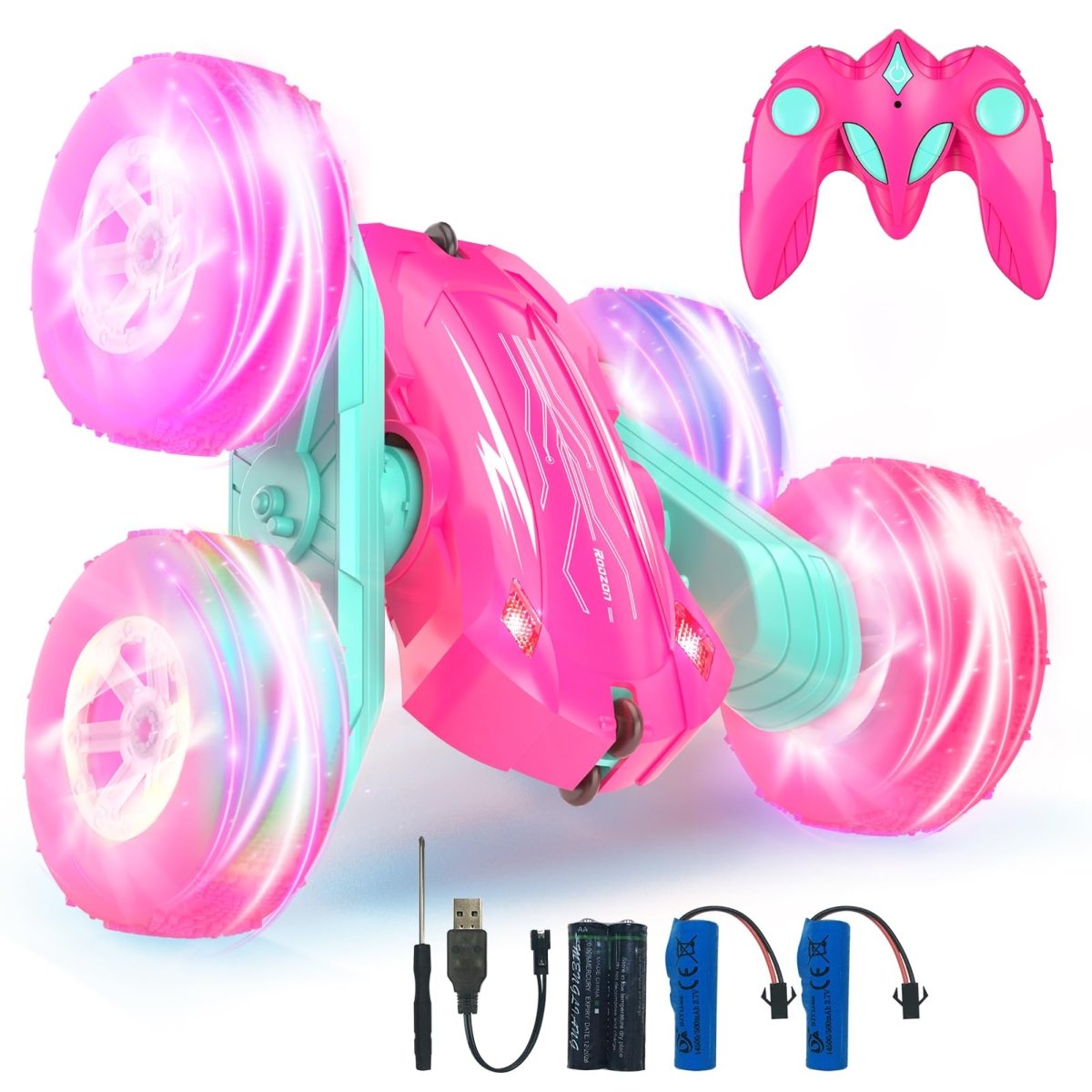 RC Stunt Truck 360° Spin – 2.4GHz Remote, LED Wheels, Dual Battery - Babies Mall