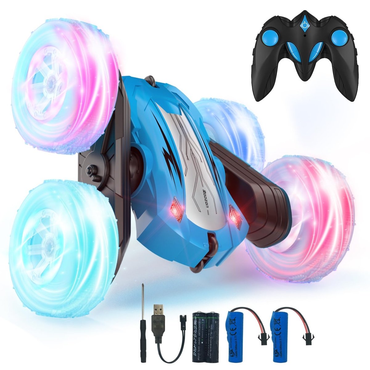RC Stunt Truck 360° Spin – 2.4GHz Remote, LED Wheels, Dual Battery - Babies Mall