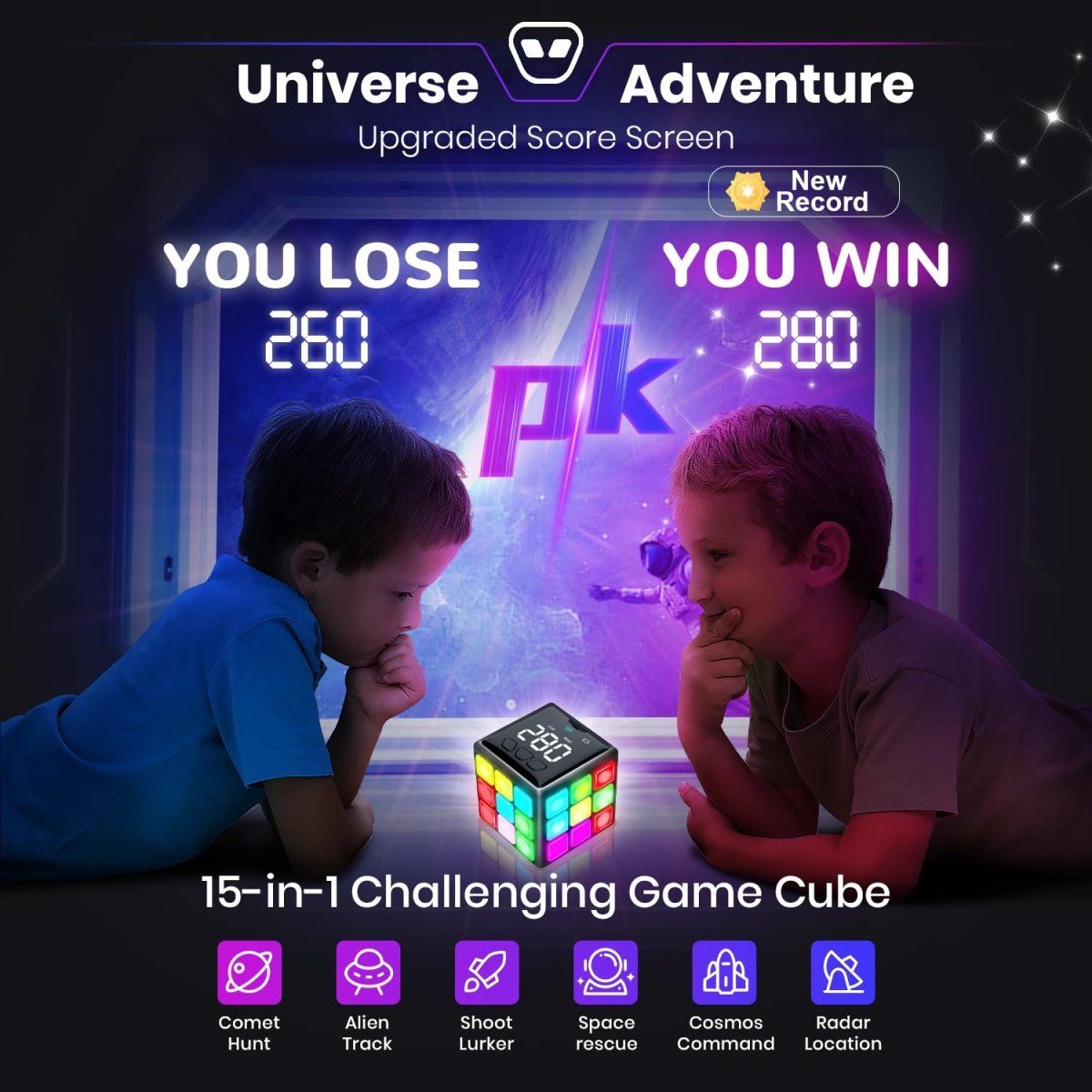 Rechargeable Handheld Cube, 15 Brain & Memory Games with Score Screen - Babies Mall