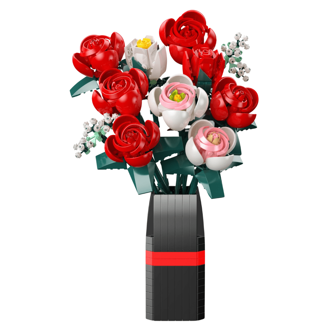 Rose Bouquet Building Kit, 841 PCS DIY Floral Display with Vase - Babies Mall