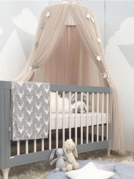 Round Crib Canopy with Dome Top, Mesh Curtain for Baby Nursery Decor - Babies Mall