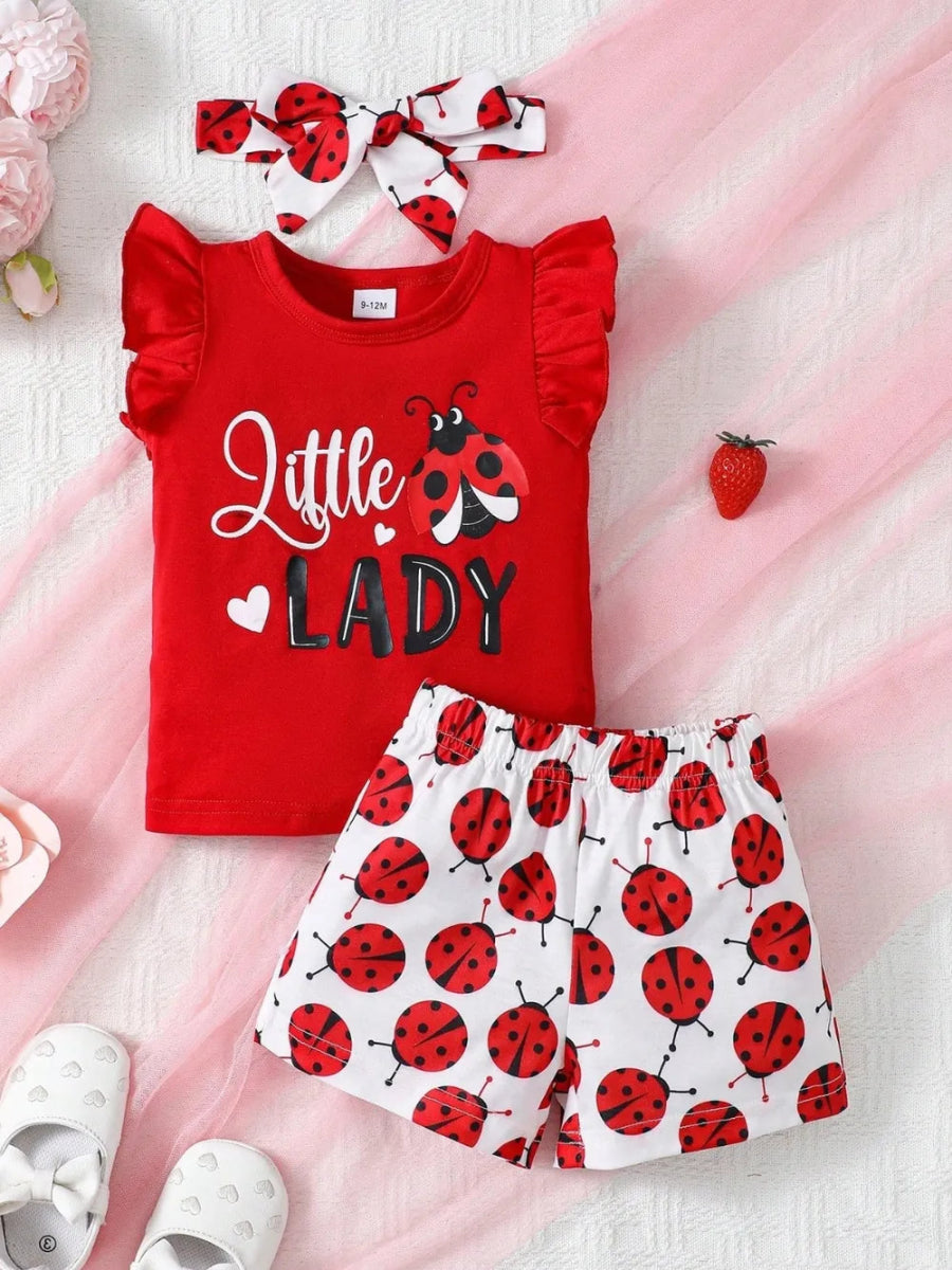 Ruffled Baby Outfit Set with Bow – Three - Piece Design (6–36M) - Babies Mall