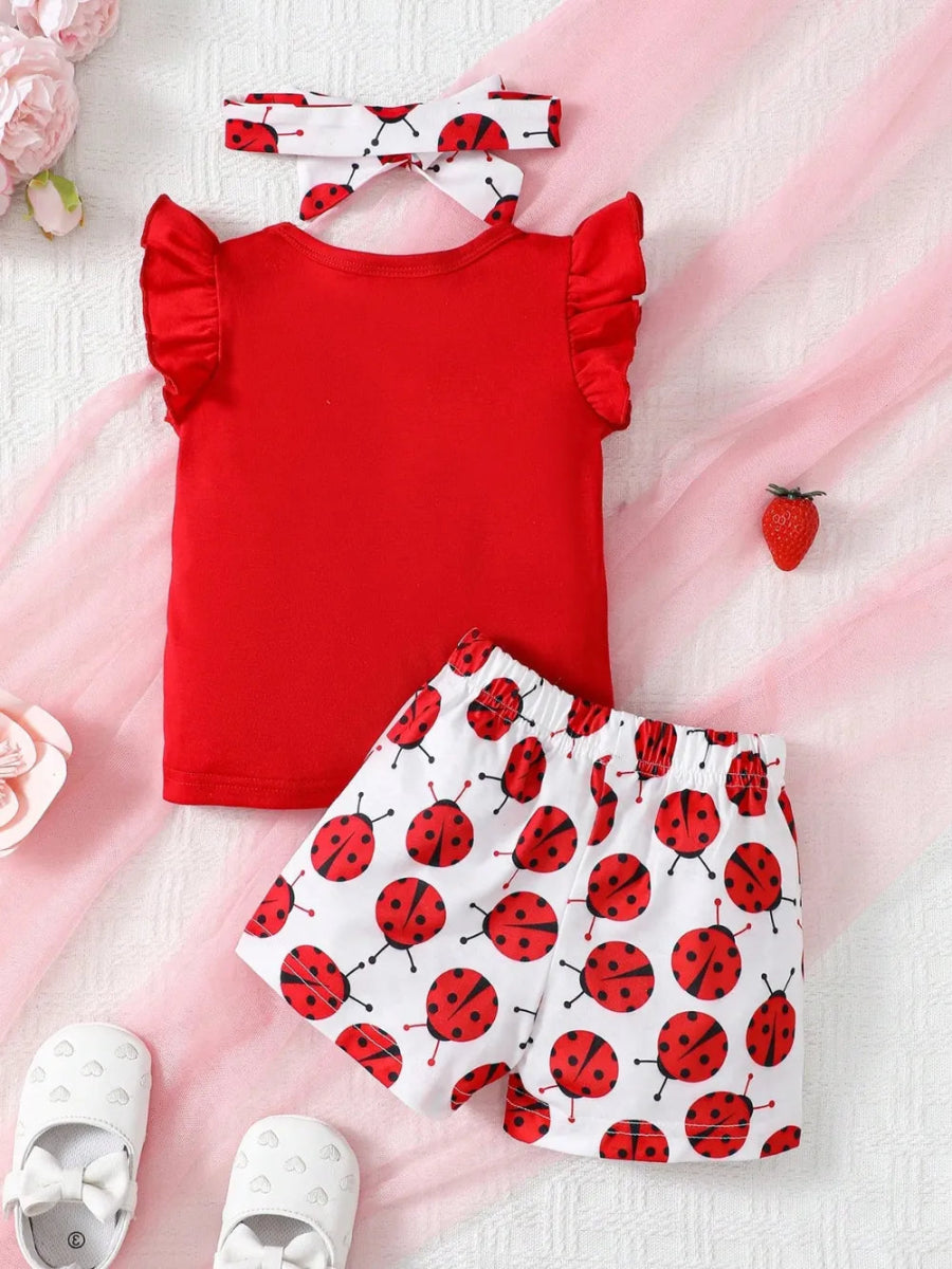 Ruffled Baby Outfit Set with Bow – Three - Piece Design (6–36M) - Babies Mall