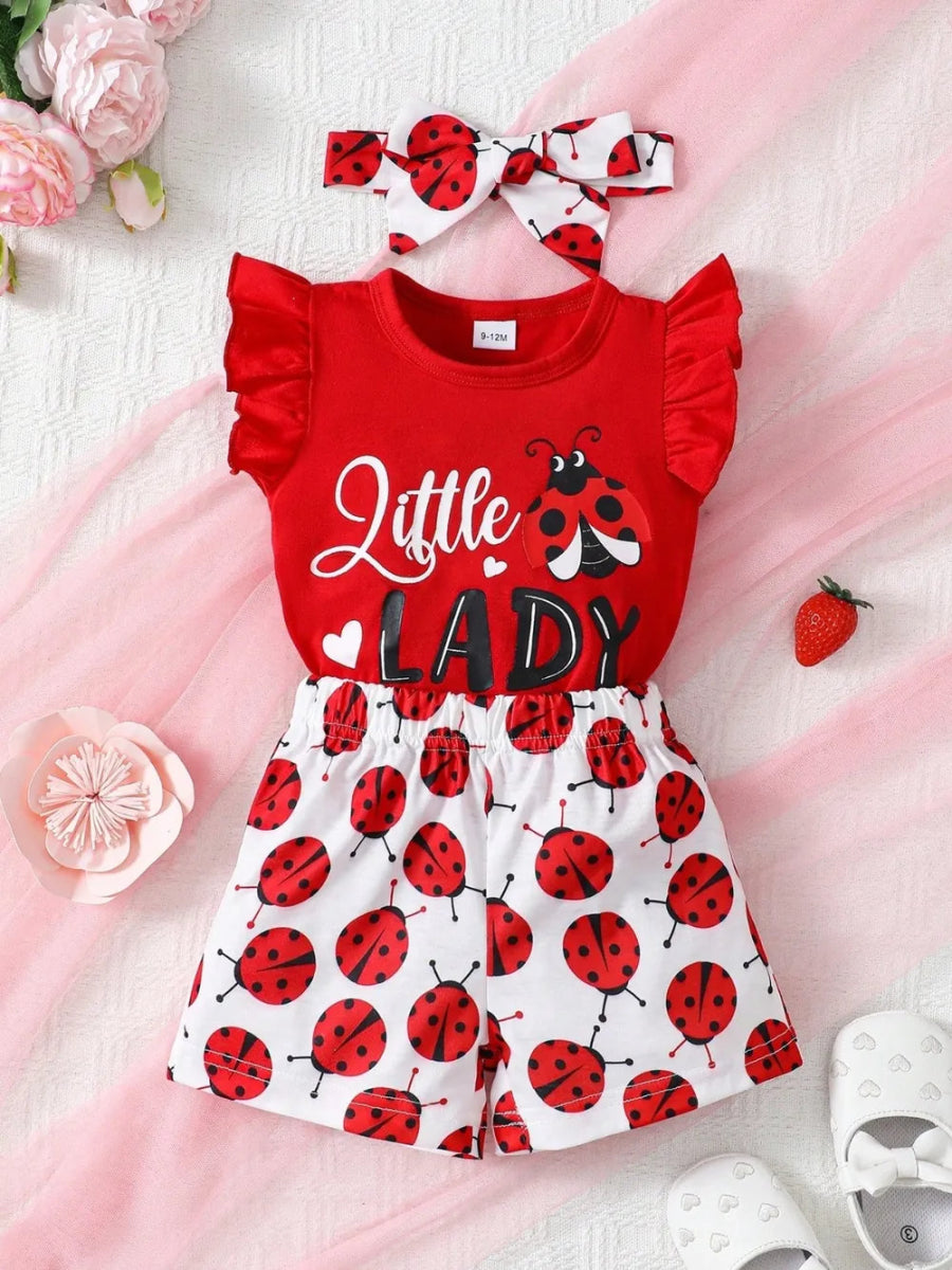 Ruffled Baby Outfit Set with Bow – Three - Piece Design (6–36M) - Babies Mall