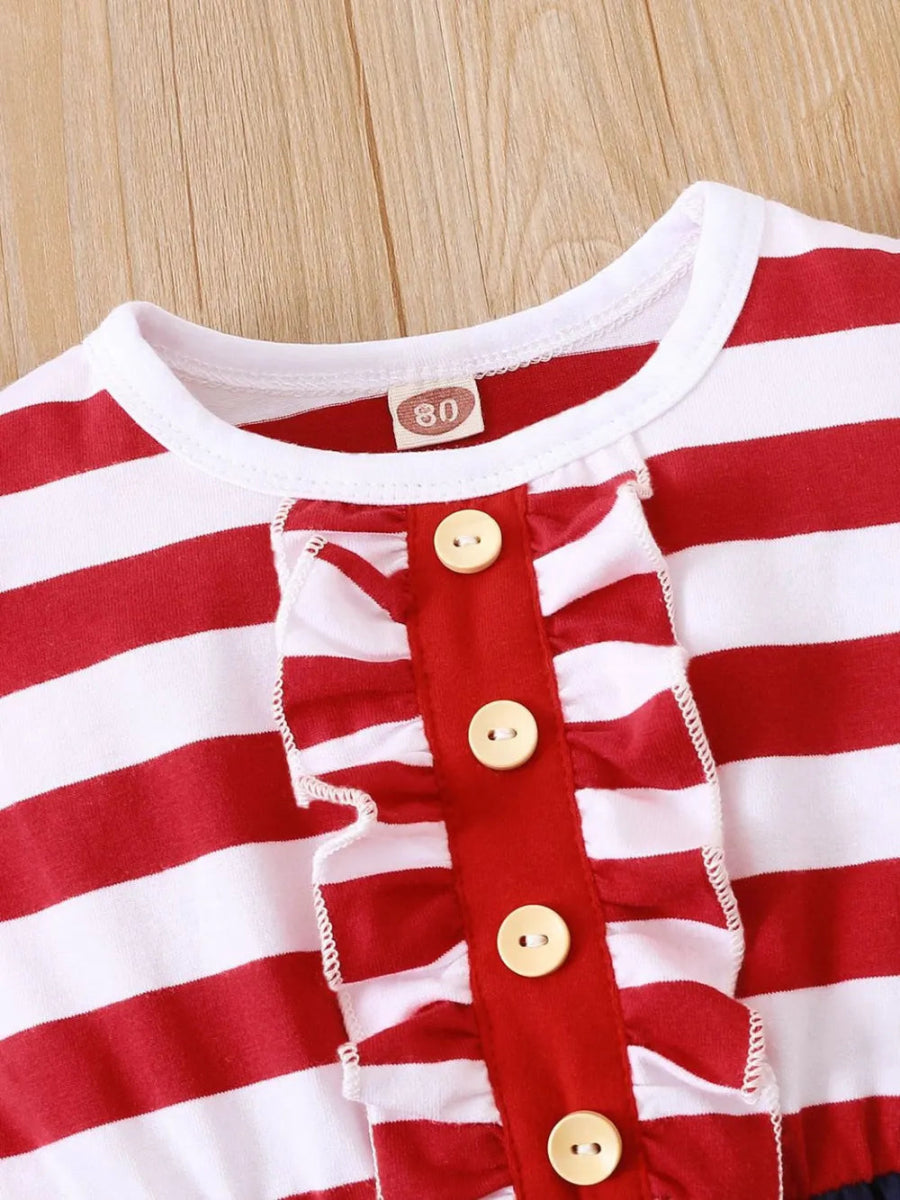 Ruffled decorative button baby dress for toddlers - Babies Mall