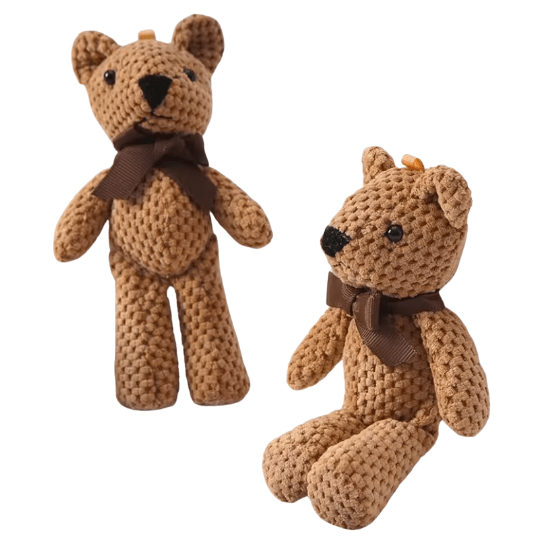 Set of 2 Handmade 100% Cotton Plush Teddy Bears – Soft Hanging Dolls - Babies Mall