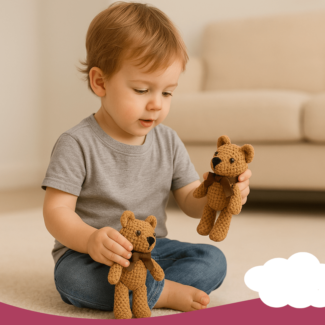 Set of 2 Handmade 100% Cotton Plush Teddy Bears – Soft Hanging Dolls - Babies Mall