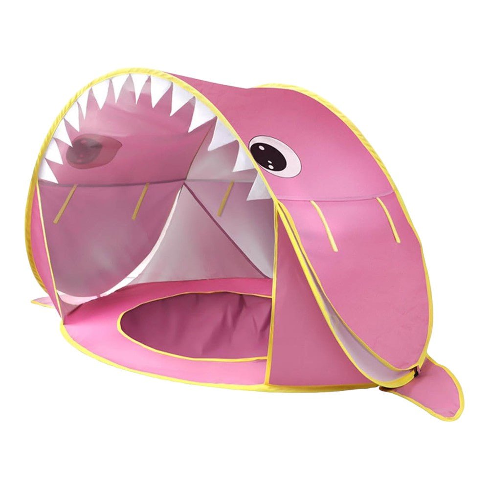 Shark Head Design Baby Beach Tent with Water Pool, Blue & Pink - Babies Mall