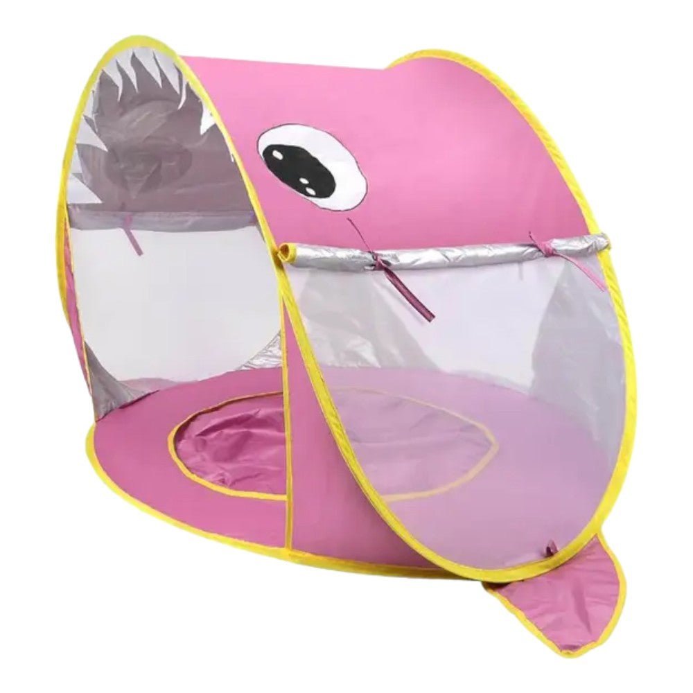 Shark Head Design Baby Beach Tent with Water Pool, Blue & Pink - Babies Mall