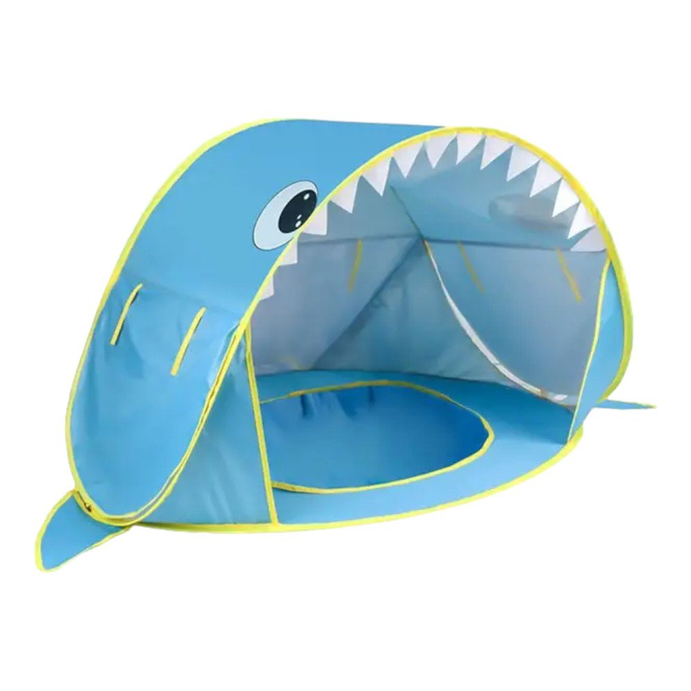 Shark Head Design Baby Beach Tent with Water Pool, Blue & Pink - Babies Mall
