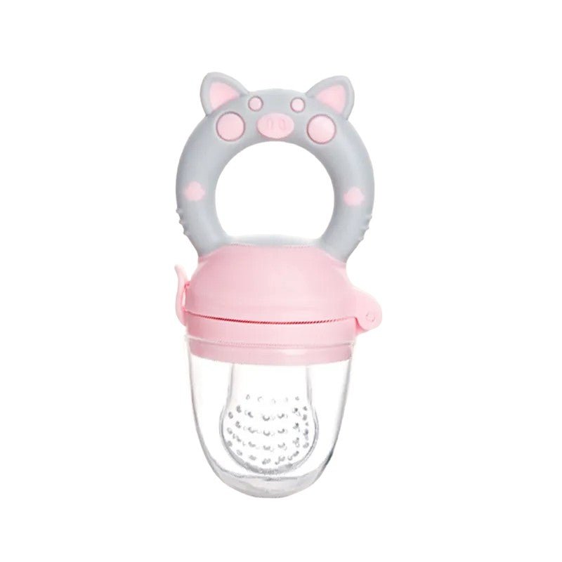 Silicone Baby Fruit Feeder & Teether – Easy, Clean Self - Feeding (Pink) - Babies Mall