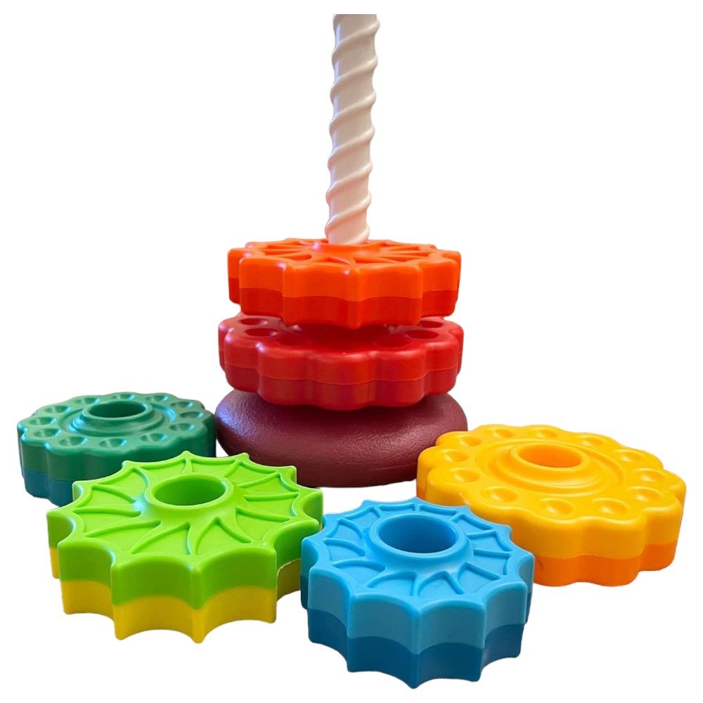 Stackable Spinning Gear Toy – Montessori Educational Rings - Babies Mall