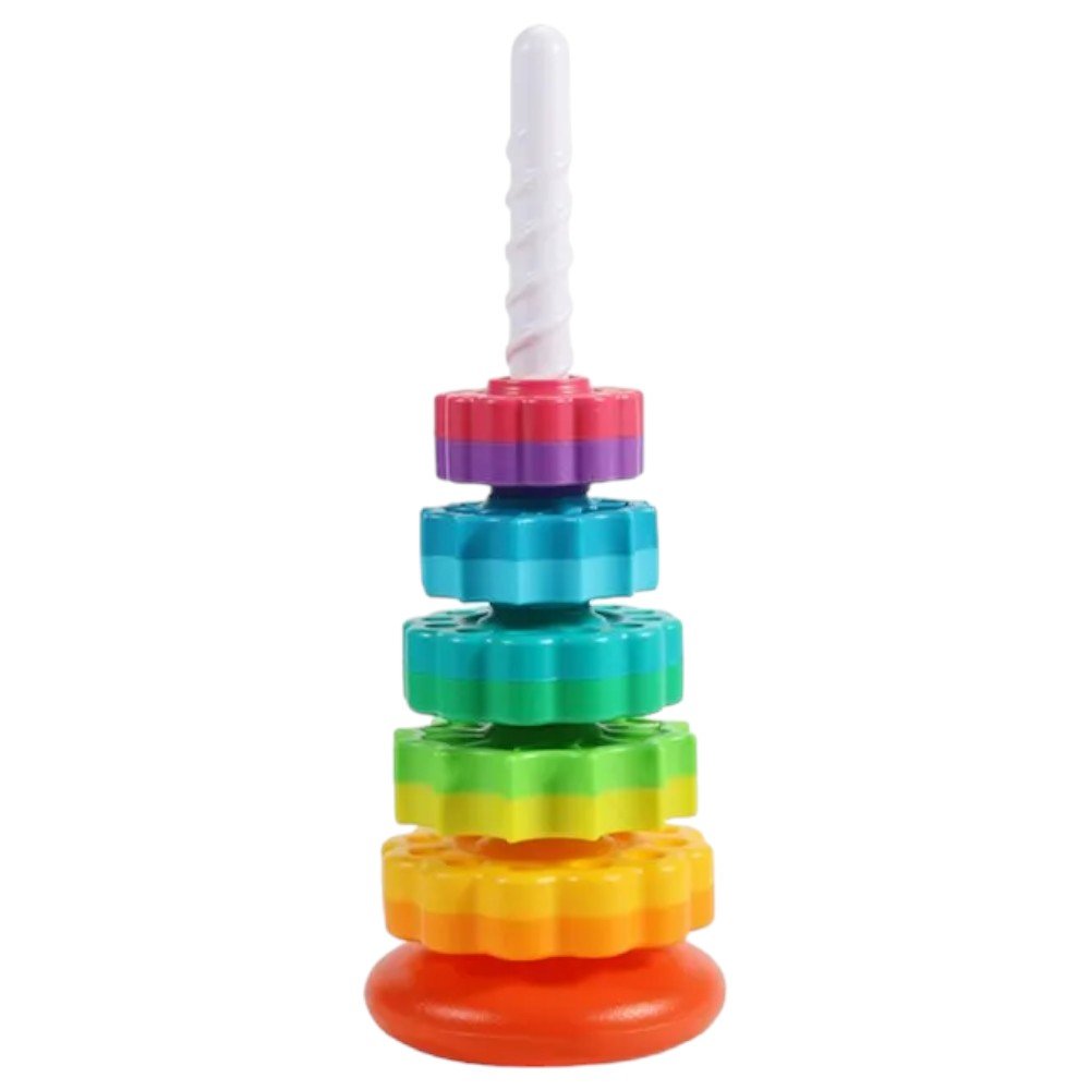 Stackable Spinning Gear Toy – Montessori Educational Rings - Babies Mall