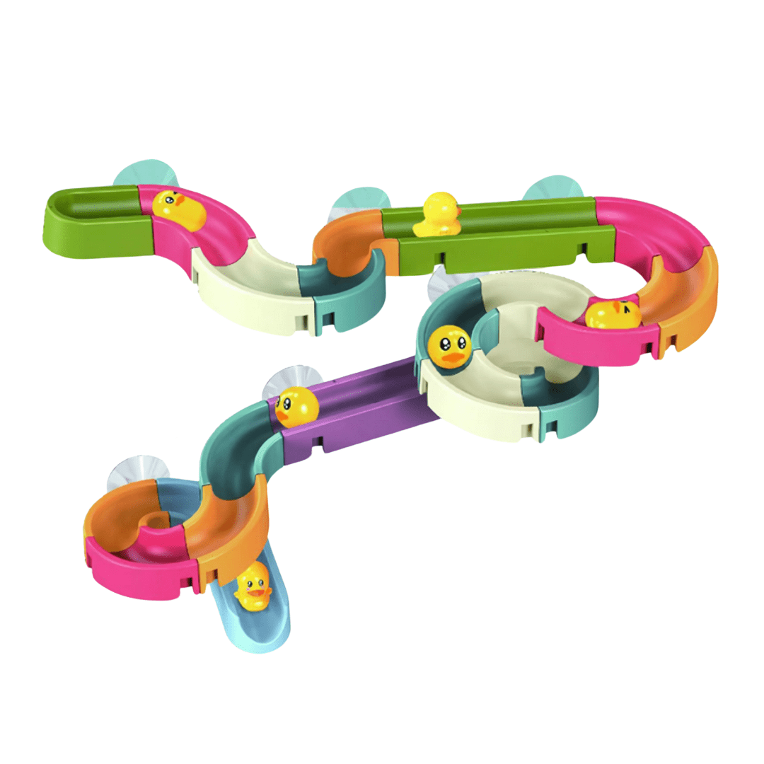 Toddler Bath Toy Duck Waterslide Set 34 Pieces & Customizable - Babies Mall