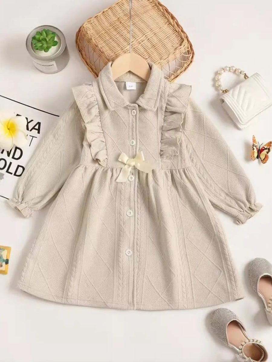 Toddler Girls Ruffled Bow Dress for Special Occasions - Babies Mall