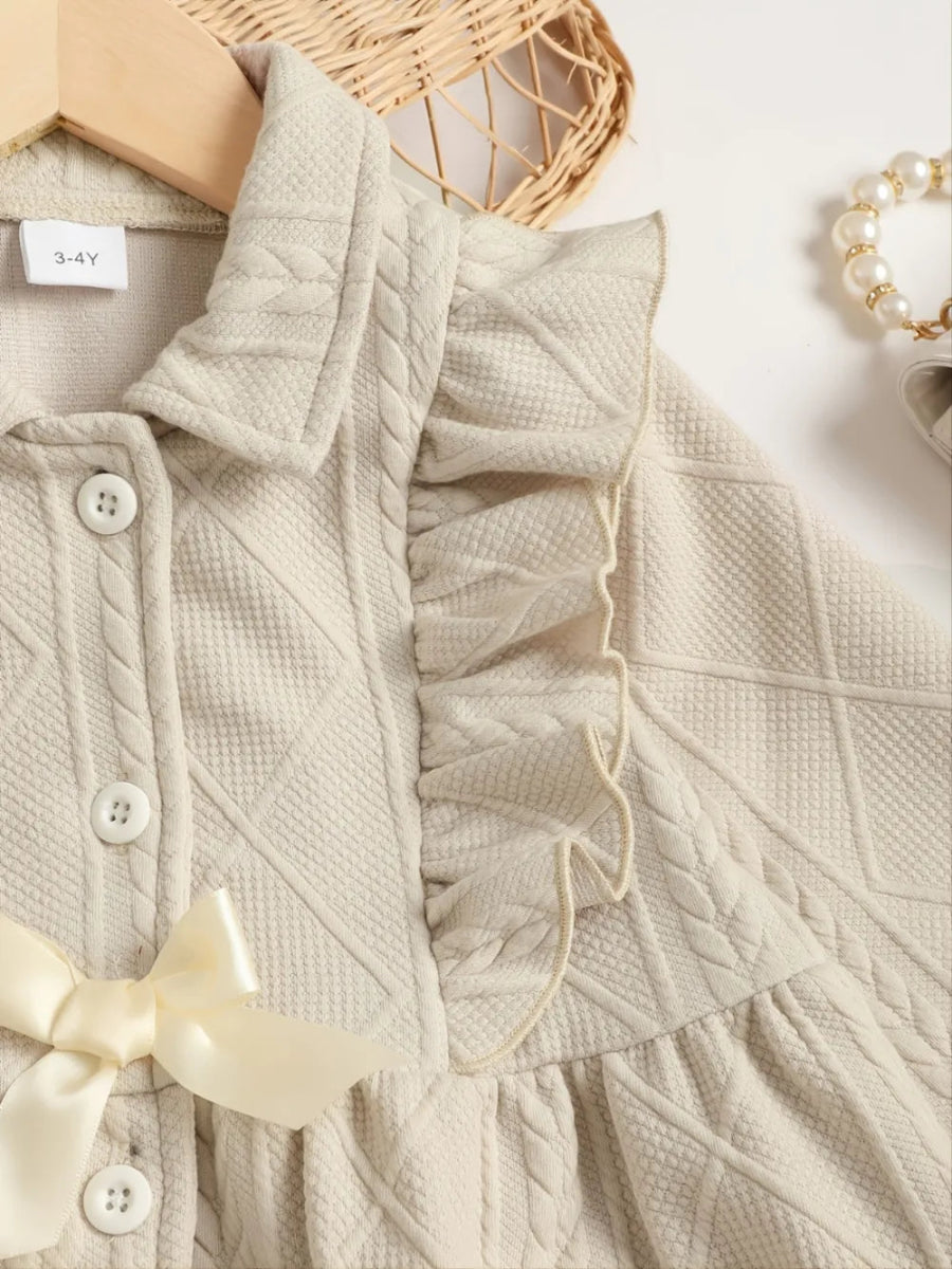 Toddler Girls Ruffled Bow Dress for Special Occasions - Babies Mall