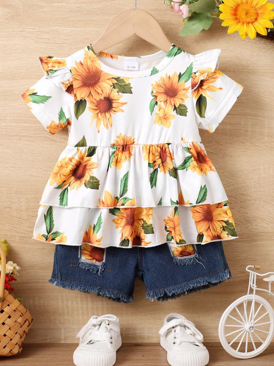 Two - piece baby outfit with ruffle fringe details - Babies Mall