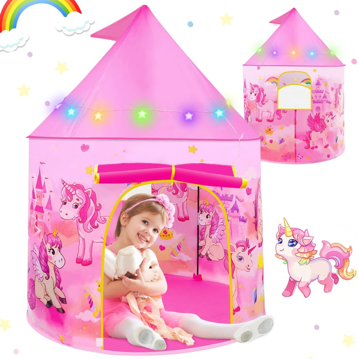 Unicorn Pop Up Tent Pink for Indoor & Outdoor Princess Playhouse - Babies Mall