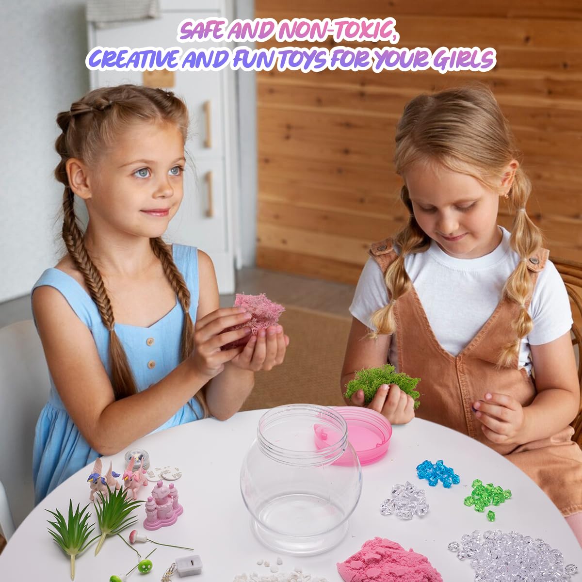 Unicorn Terrarium Craft Lights, Sand, Stickers, Castle & Moss Decor - Babies Mall
