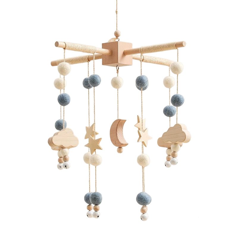 Wooden Baby Crib Mobile with Bells, Musical Nursery Hanging Toy Decor - Babies Mall