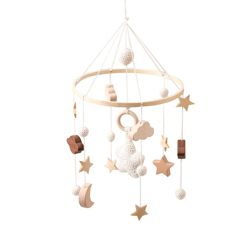 Wooden Baby Crib Mobile with Stars, Moon & Cloud Decorations - Babies Mall