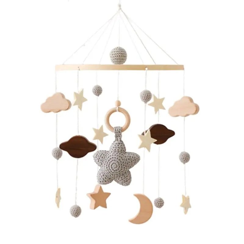 Wooden Baby Crib Mobile with Stars, Moon & Cloud Decorations - Babies Mall