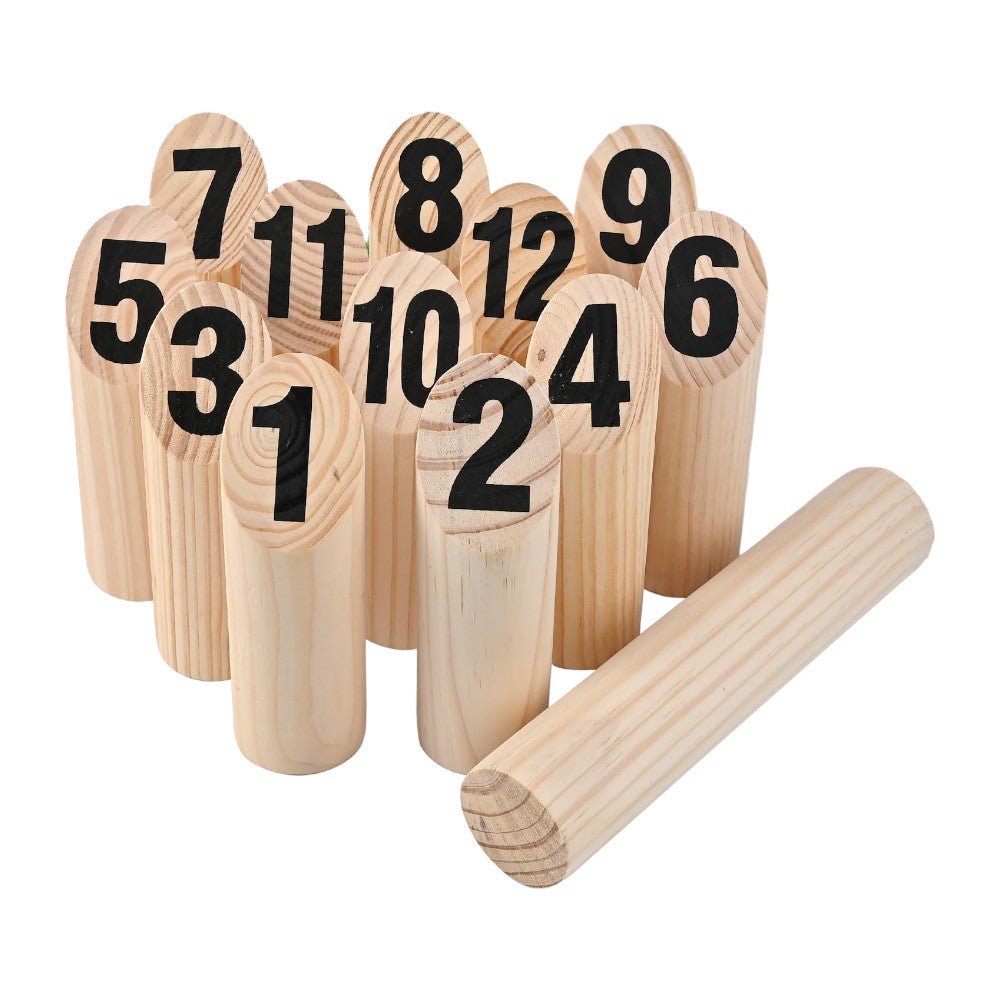 Wooden Numbered Kubb Set with Carry Bag for Outdoor Play - Babies Mall